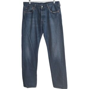 Levi's 501 Original Premium Mens 34x36 Blue Jeans Button Fly Straight Leg